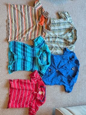 The Children's Place 3T Multi-Color Striped & Plaid Polo/Button Shirt Lot